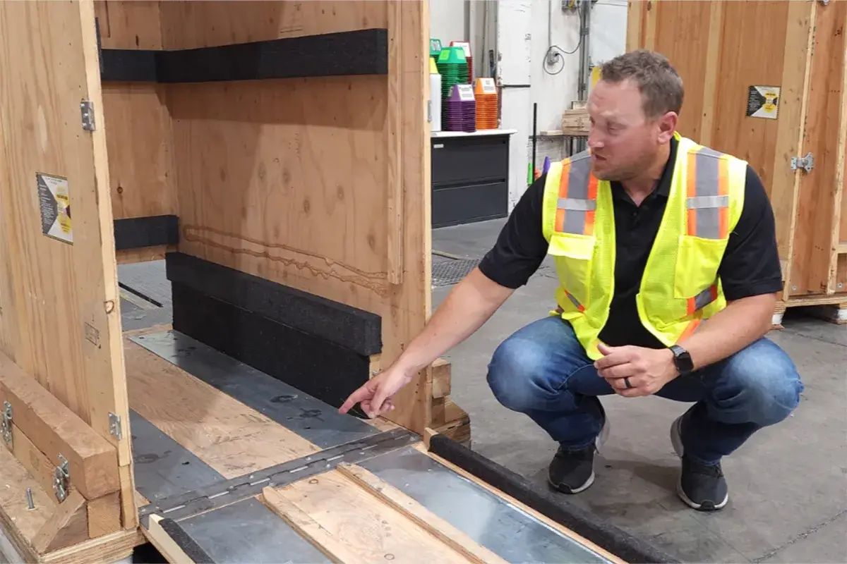 Los Angeles Logistics for the Healthcare Industry - 3-WAY A Three Way Logistics employee inspecting a crate