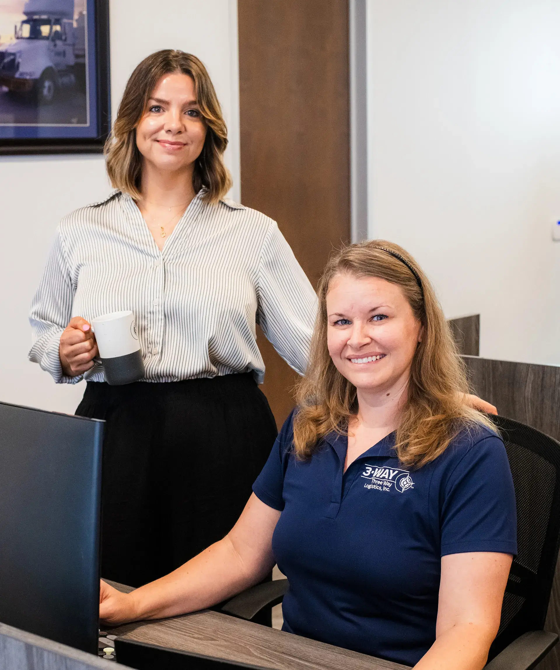 Two office managers for Three Way Logistics